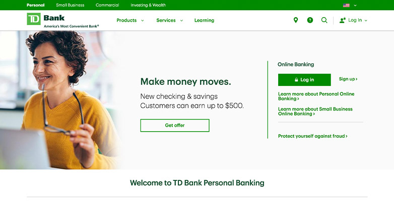 Website design for td bank