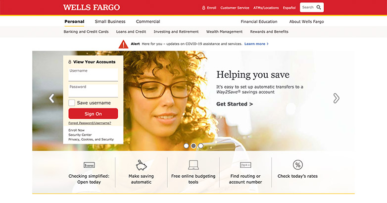 Wells Fargo's website is responsive and user-friendly on all devices