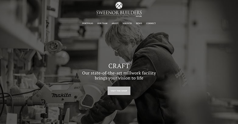 Instead of showcasing their homes, the homepage features black and white visuals of architects in action.