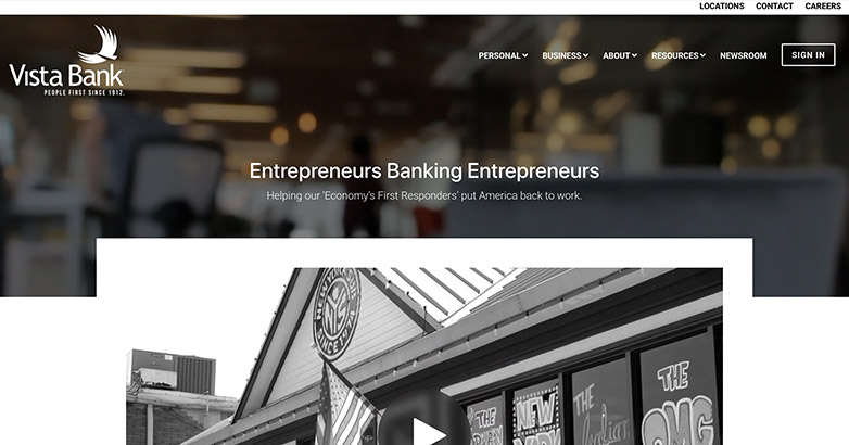 vista bank web design