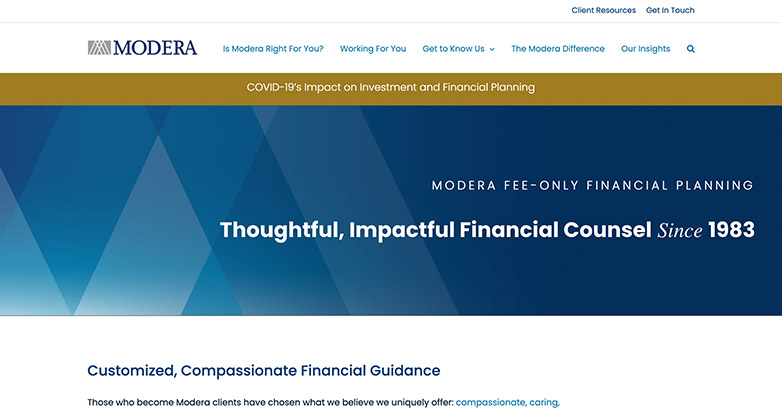 modera financial advisor website design
