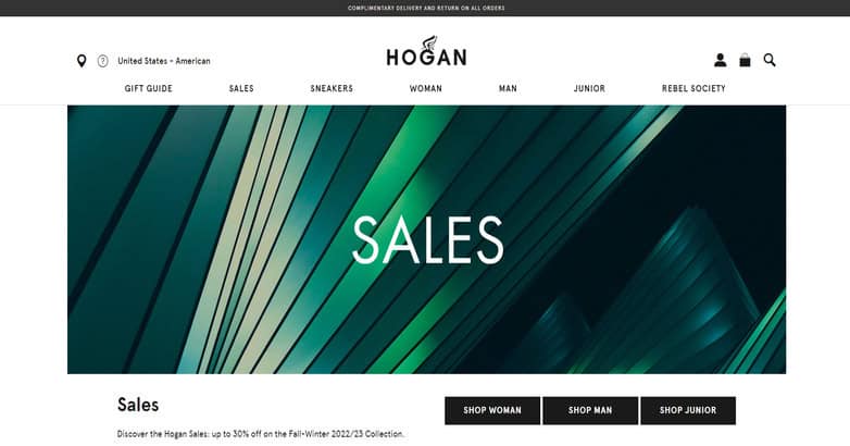 Hogan uses a luxury fashion website design.