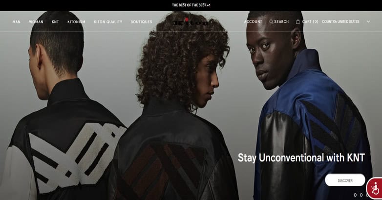 Kiton's website is using personalized visuals to help its costumers to have a great experienc on their website.