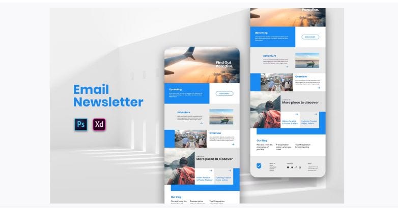 Example of a mockup for a travel email that can be customized.