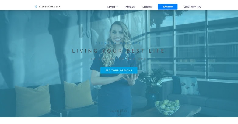 The responsive website of Cienega Med Spa with clean and calm color theme