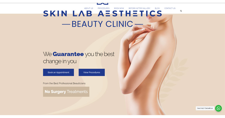 The elegant website of Skin Lab Aesthetics feature their services with responsive designed