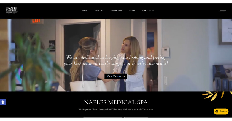 The Laser Lounge website features video background, bold colors, friendly navigation menu and has modern design