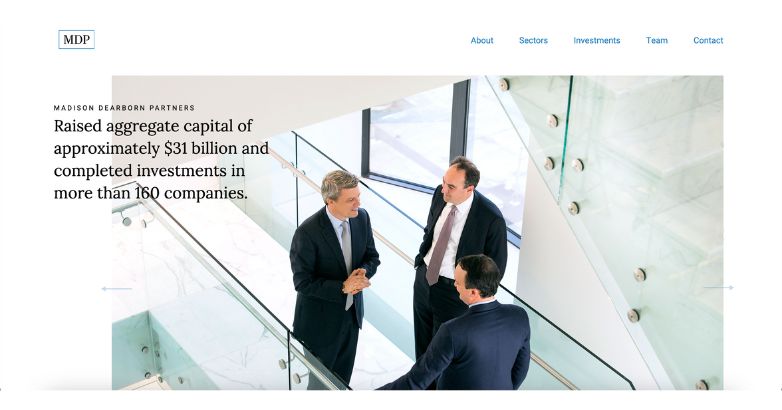 Madison Dearborn Partners website showing executives in conversation