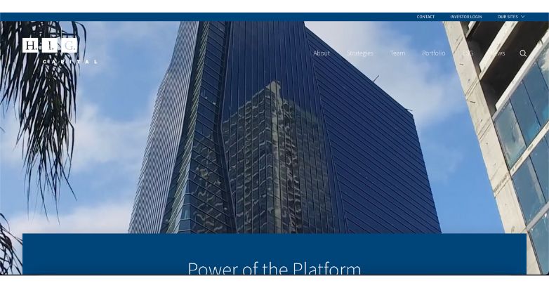 H.I.G. Capital website featuring a dynamic cityscape background