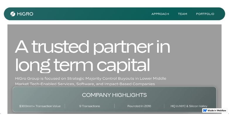 HiGro Group's Private Equity Website: Clean Layout, Simple Navigation, Mobile-Friendly.