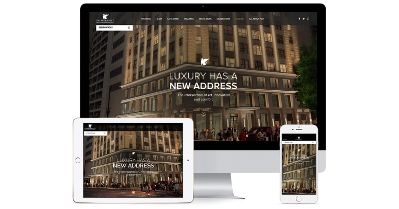 JW Marriott's Hotel Reputation Management website shown on various devices, highlighting its mobile-friendly design and accessibility.